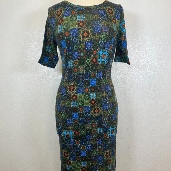LuLaRoe Julia Dress Multicolor Medallion Print Size S - Picture 1 of 7